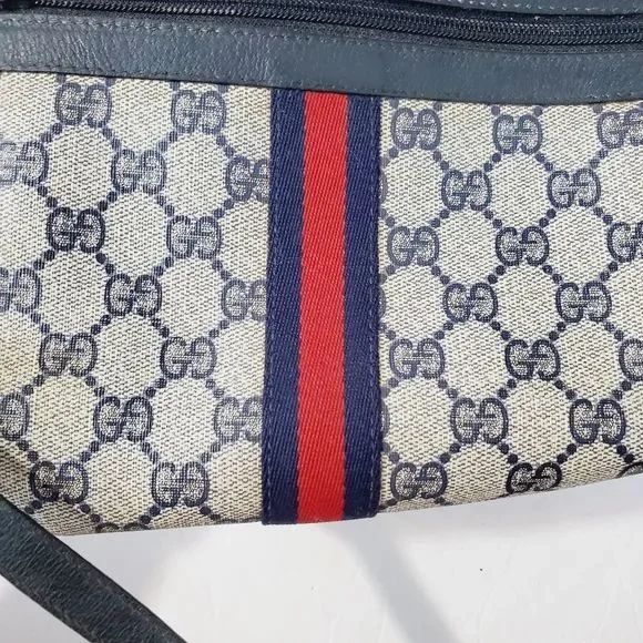 GUCCI Authentic Vintage Ophidia blue web  GG pvc leather web  bag - Picture 7 of 16